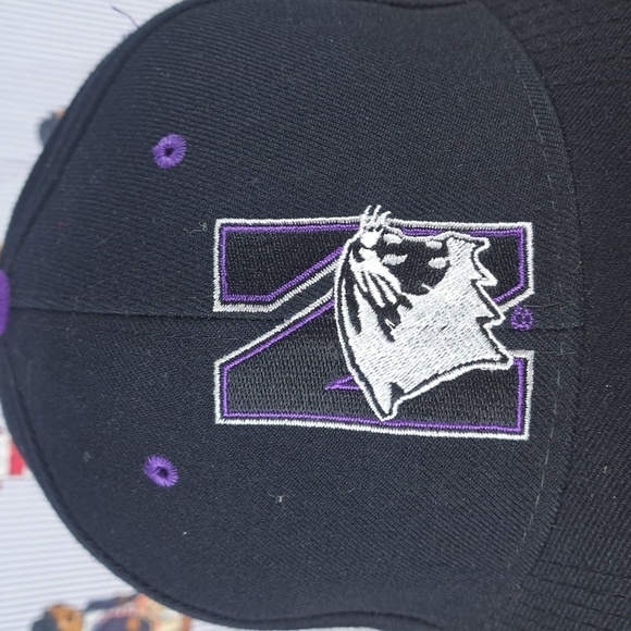 Vintage Northwestern University Wildcats embroidered spellout black & purple hat - Picture 5 of 7